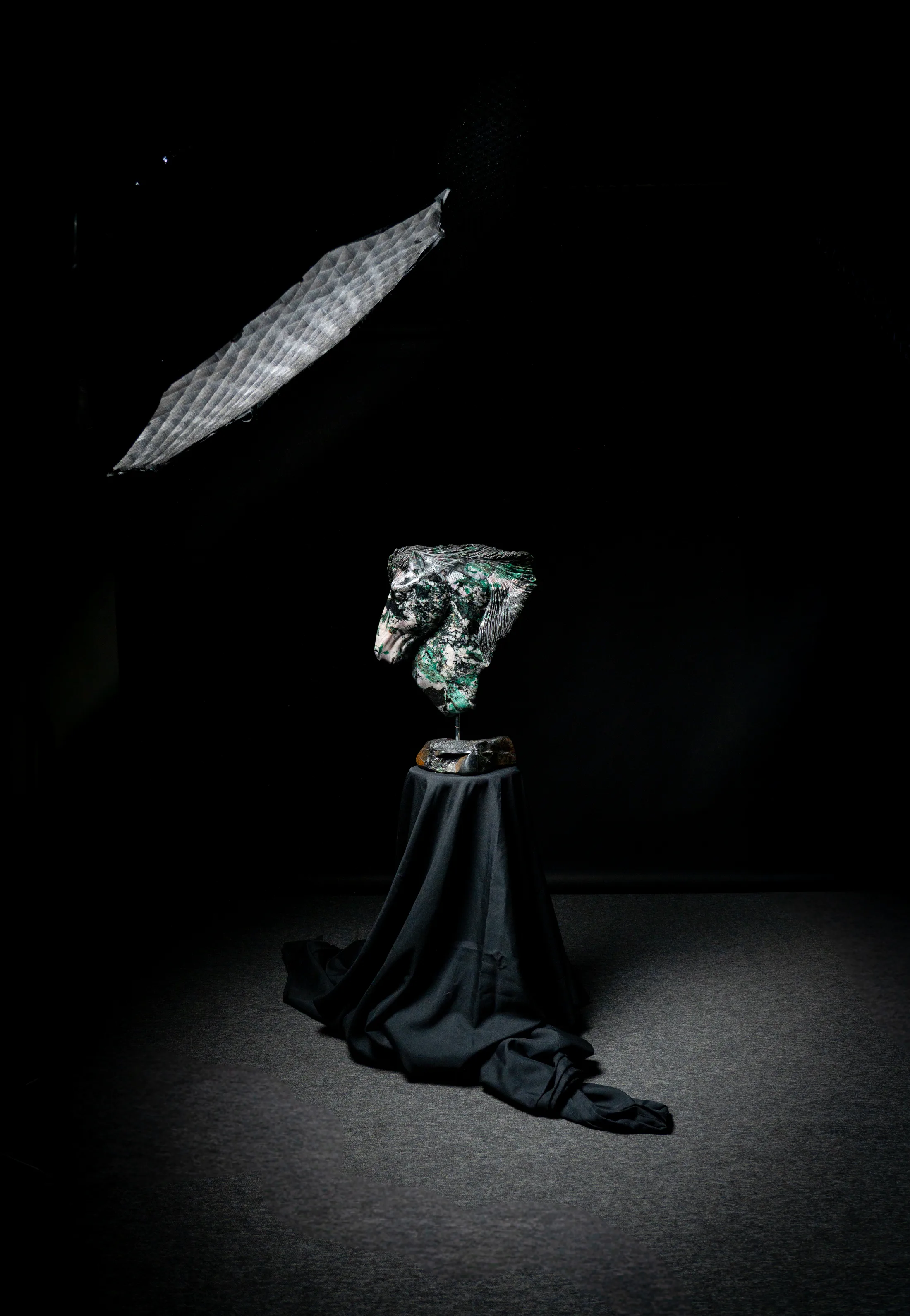 The sculpture in studio light